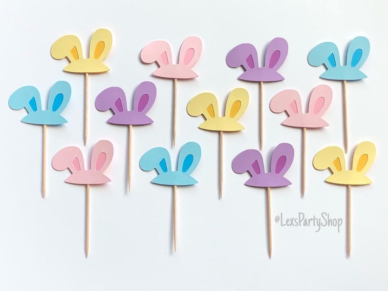 Easter Cupcake Toppers, Bunny Cupcake Toppers, Easter Rabbit Cupcake Toppers, Easter Food Picks image 2