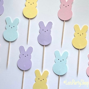 Peep Easter Bunny Cupcake Toppers, Easter cupcake picks, Easter cupcake Toppers afbeelding 4