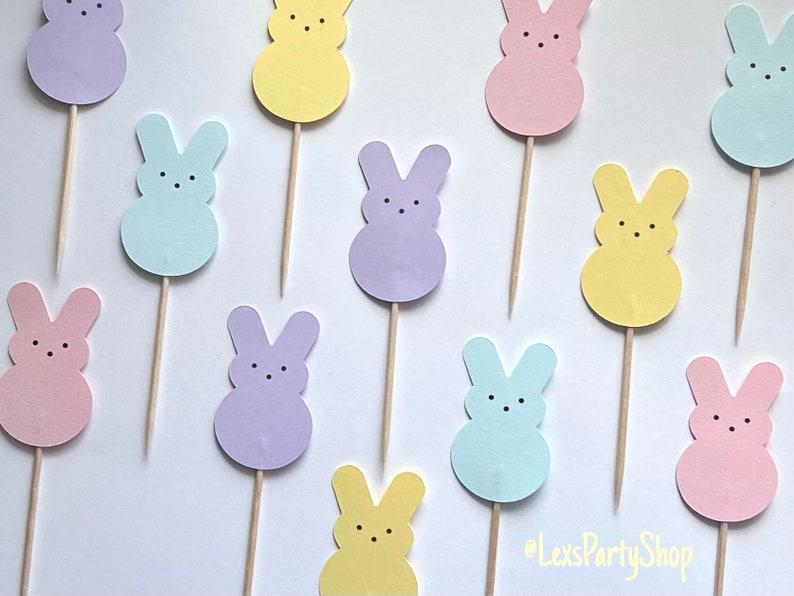 Peep Easter Bunny Cupcake Toppers, Easter cupcake picks, Easter cupcake Toppers afbeelding 4