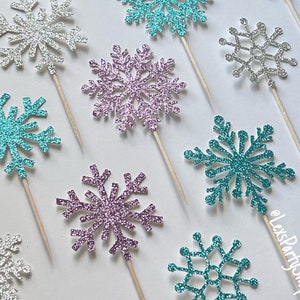 Snowflake Cupcake Toppers, Frozen Snowflake cupcake toppers, Christmas cupcake toppers image 10