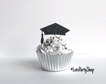 Graduation cupcake toppers, Graduation Cap cupcake toppers
