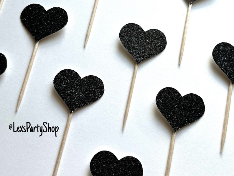 Heart Cupcake Toppers, Heart Food Picks, Bachelorette Cupcake Toppers Bild 5