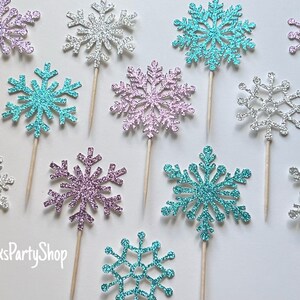 Snowflake Cupcake Toppers, Frozen Snowflake cupcake toppers, Christmas cupcake toppers image 6