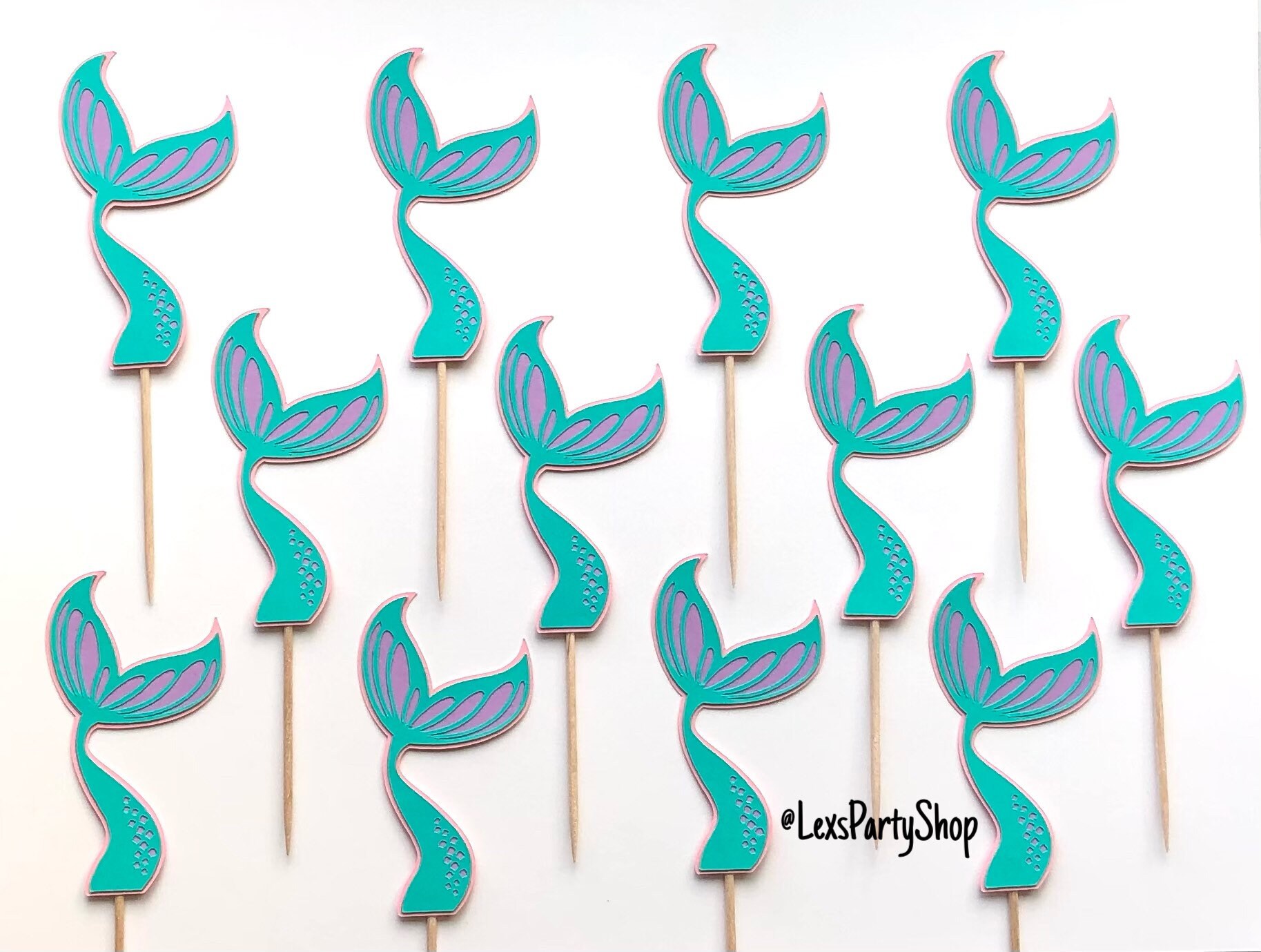 Mermaid Cupcake Toppers Mermaid Tail Mermaid Food Picks Etsy