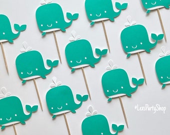 Whale Cupcake Toppers, Whale Food Picks, Baby Shower Toppers