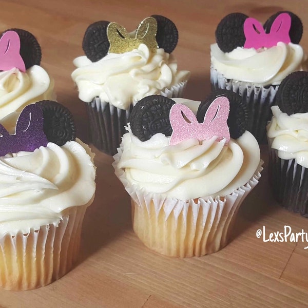 Minnie Mouse Bow Cupcake Toppers, Minnie Mouse Food Picks, Minnie Mouse Bows