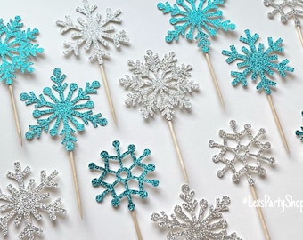 Snowflake Cupcake Toppers, Frozen Snowflake cupcake toppers, Christmas cupcake toppers