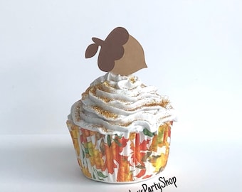 Acorn Toothpick Toppers, Woodland Cupcake Toppers, Thanksgiving Cupcake Toppers, Fall Decorations