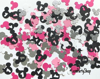 Minnie Mouse 1st Birthday Confetti: Pink, Black, and Glitter