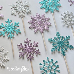 Snowflake Cupcake Toppers, Frozen Snowflake cupcake toppers, Christmas cupcake toppers image 4