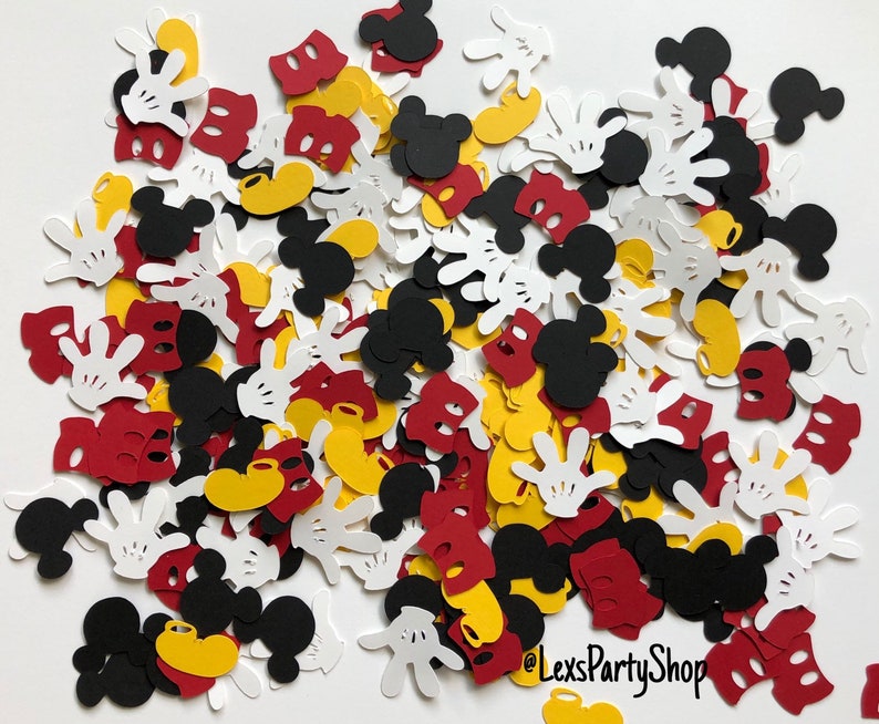 Mickey Mouse Confetti: 300 Disney Mickey Mouse Custom Confetti Pieces, Scrapbooking, Birthday, Table Decor image 1