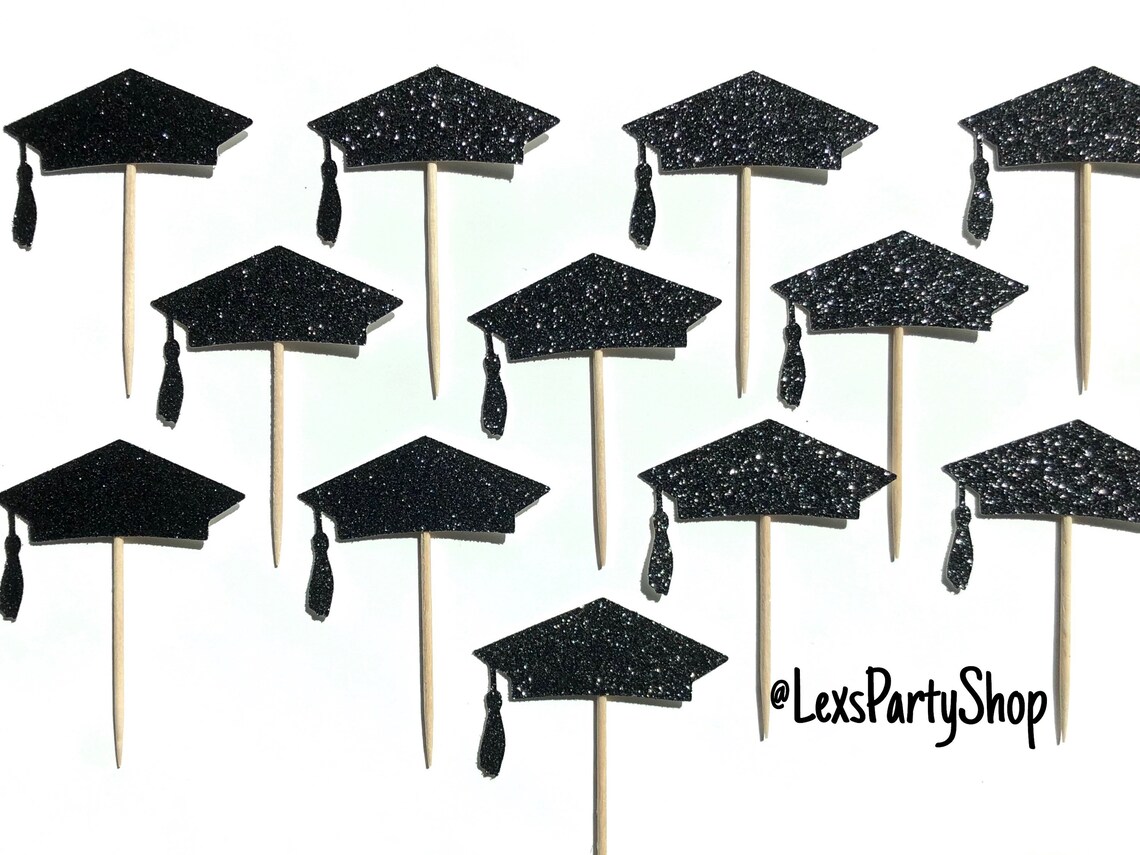 Graduation Cupcake Toppers Graduation Cap Cupcake Toppers Etsy