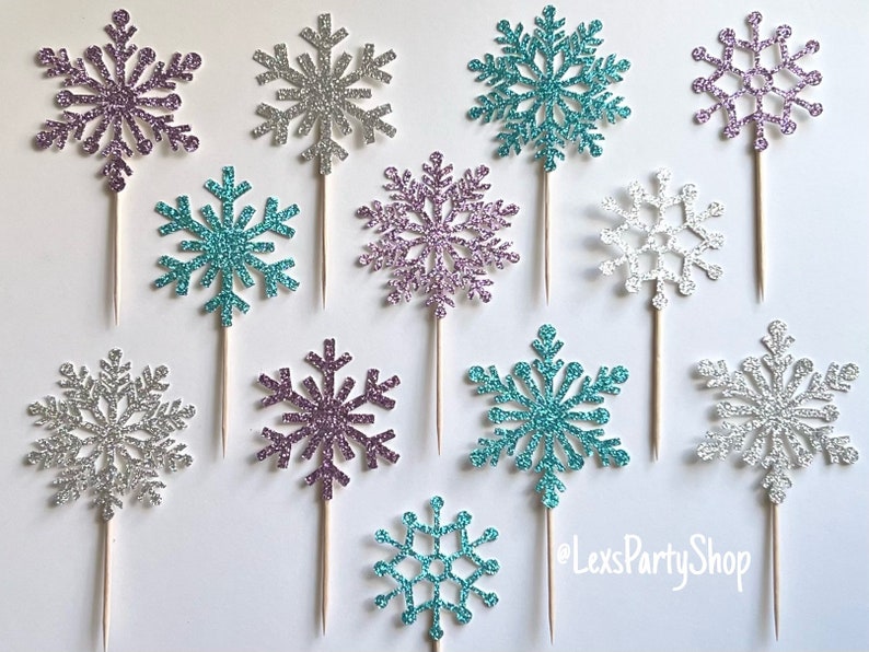 Snowflake Cupcake Toppers, Frozen Snowflake cupcake toppers, Christmas cupcake toppers image 8