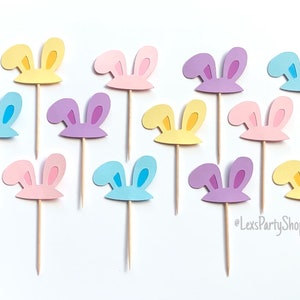 Easter Cupcake Toppers, Bunny Cupcake Toppers, Easter Rabbit Cupcake Toppers, Easter Food Picks image 1