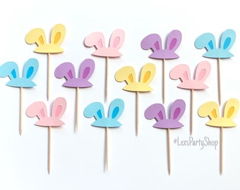 Easter Cupcake Toppers, Bunny Cupcake Toppers, Easter Rabbit Cupcake Toppers, Easter Food Picks