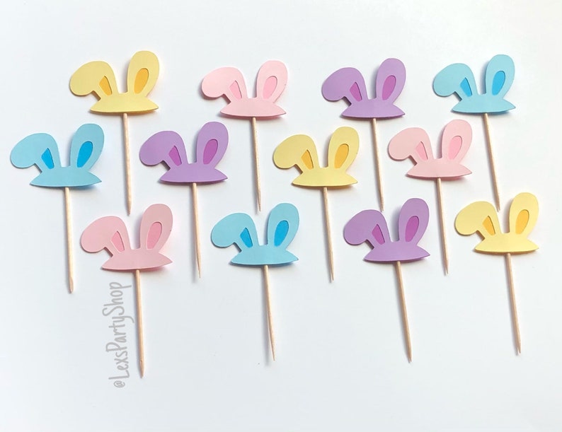 Easter Cupcake Toppers, Bunny Cupcake Toppers, Easter Rabbit Cupcake Toppers, Easter Food Picks image 8