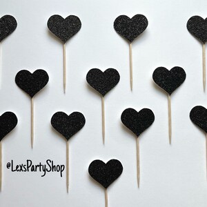 Heart Cupcake Toppers, Heart Food Picks, Bachelorette Cupcake Toppers Bild 10