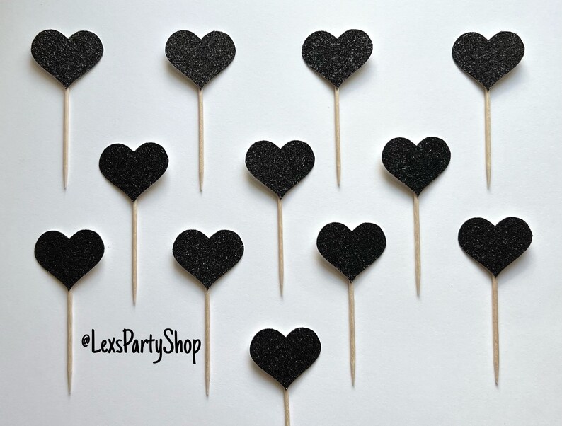 Heart Cupcake Toppers, Heart Food Picks, Bachelorette Cupcake Toppers Bild 10