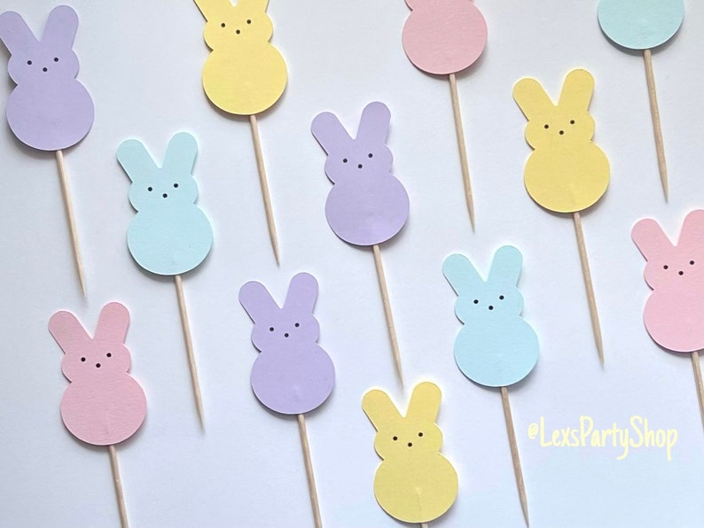 Peep Easter Bunny Cupcake Toppers, Easter cupcake picks, Easter cupcake Toppers image 6