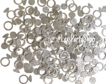 Silver Glitter Engagement Ring Confetti: Bridal Shower Decor