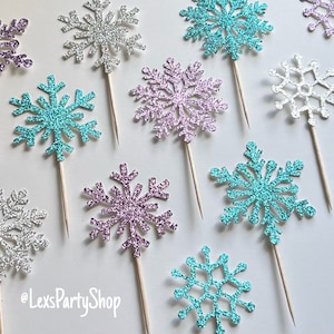 Snowflake Cupcake Toppers, Frozen Snowflake cupcake toppers, Christmas cupcake toppers image 1