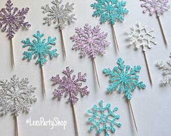 Snowflake Cupcake Toppers, Frozen Snowflake cupcake toppers, Christmas cupcake toppers