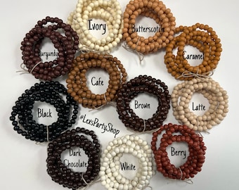 Wood Beaded Bracelet Set: Mix & Match Colors, Set of 5