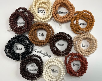 Wood Beaded Bracelet set: Set of 5 Beaded Bracelets