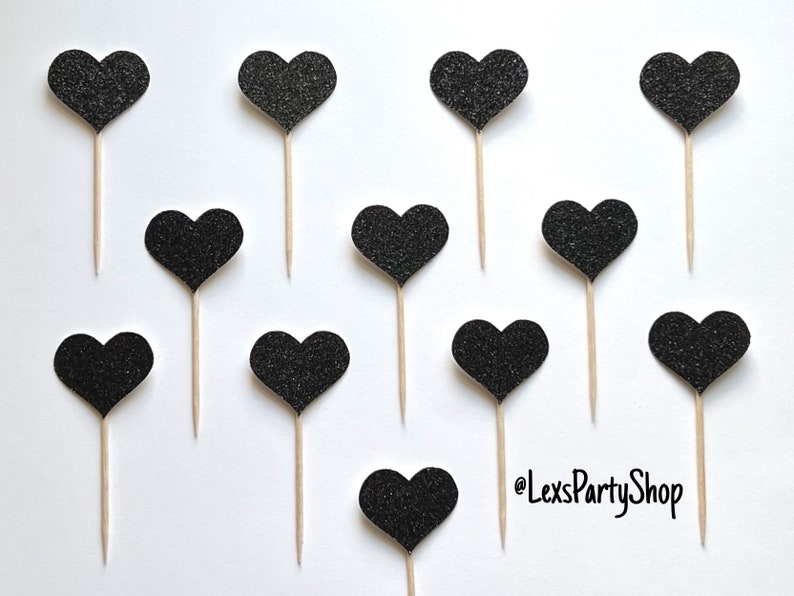 Heart Cupcake Toppers, Heart Food Picks, Bachelorette Cupcake Toppers Bild 7