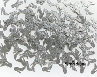 Silver Glitter High Heel Confetti: Bachelorette Party Decorations
