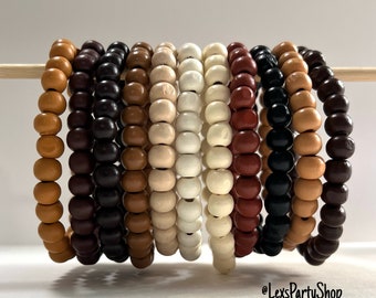 Wood Beaded Bracelets, 2 Wood Beaded Bracelets, Stretchy Stackable Bracelets, Beaded bracelet Set