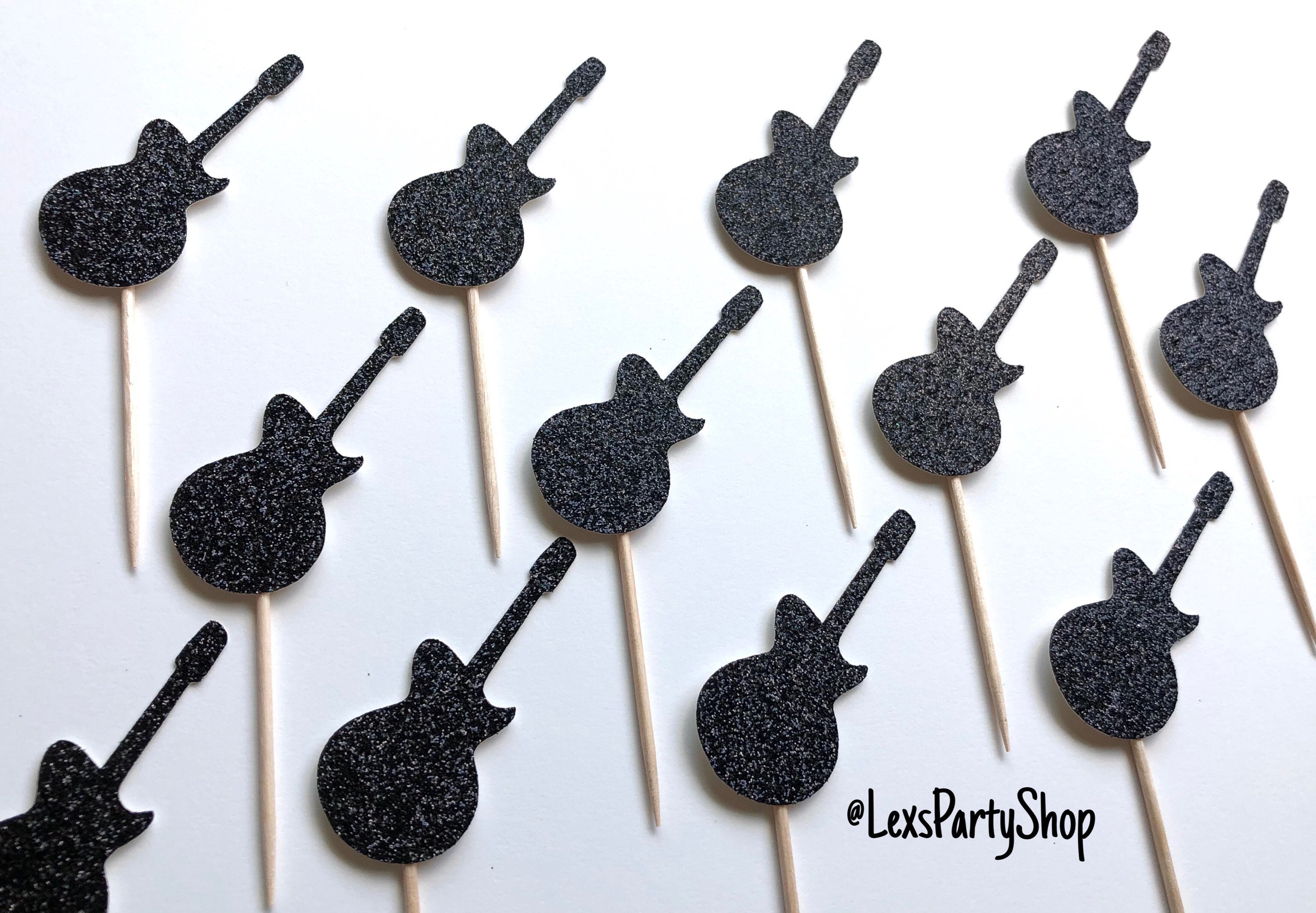 Guitar Cupcake Toppers Music Themed Cupcake Toppers Etsy