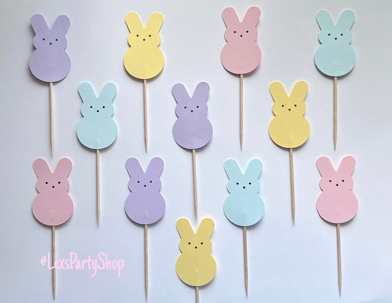 Peep Easter Bunny Cupcake Toppers, Easter cupcake picks, Easter cupcake Toppers afbeelding 7