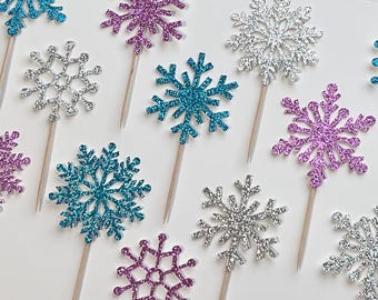 Snowflake Cupcake Toppers, Frozen Snowflake cupcake toppers, Christmas cupcake toppers