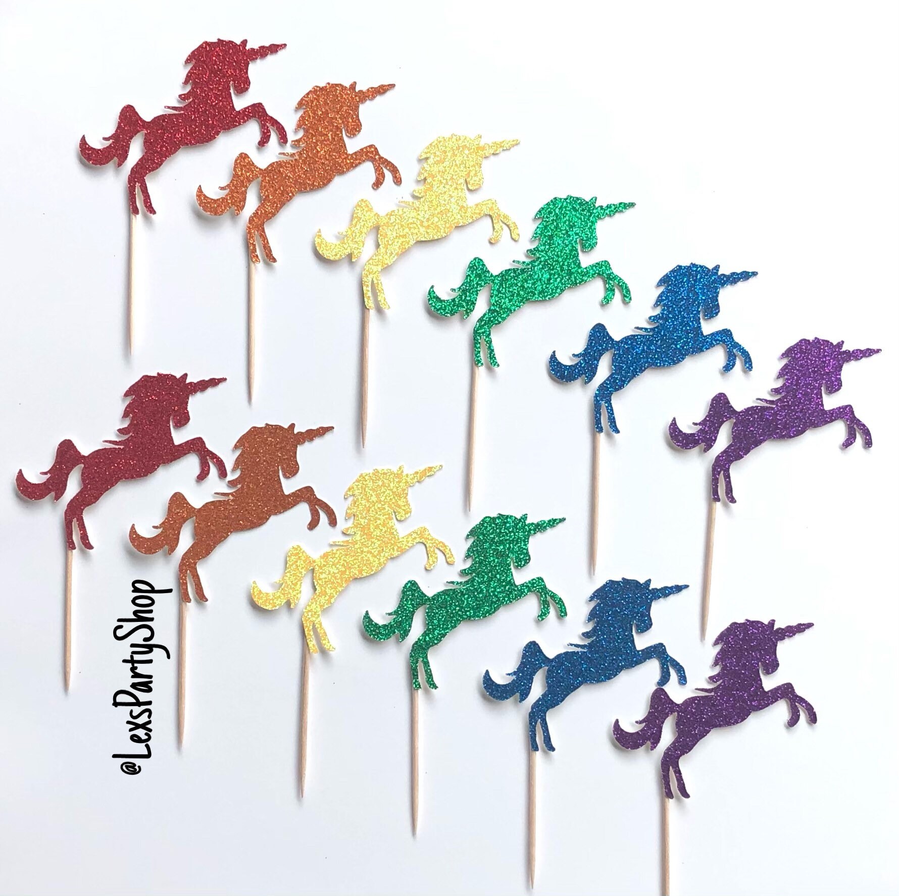 Unicorn Cupcake Toppers Rainbow Unicorn Cupcake picks Etsy