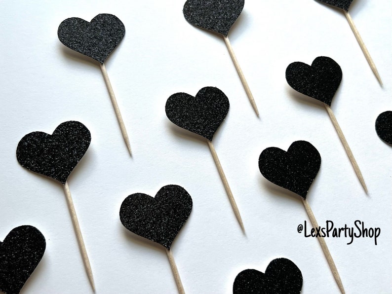 Heart Cupcake Toppers, Heart Food Picks, Bachelorette Cupcake Toppers Bild 9