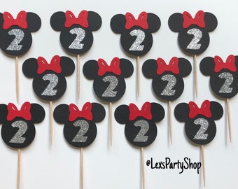 Minnie Mouse Cupcake Toppers, Minnie Mouse Food Picks, Minnie Mouse Party