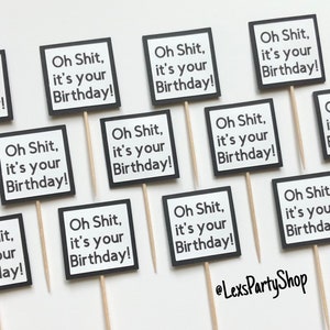 Birthday cupcake toppers, Funny Birthday Cupcake Toppers, Adult Cupcake Toppers, Food picks