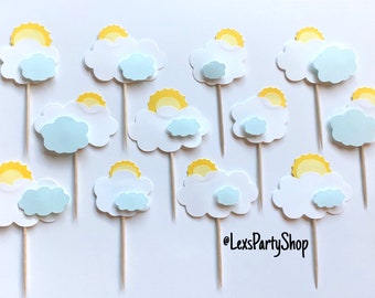 Cloud Cupcake Toppers, 3D Cupcake Toppers, Food Picks