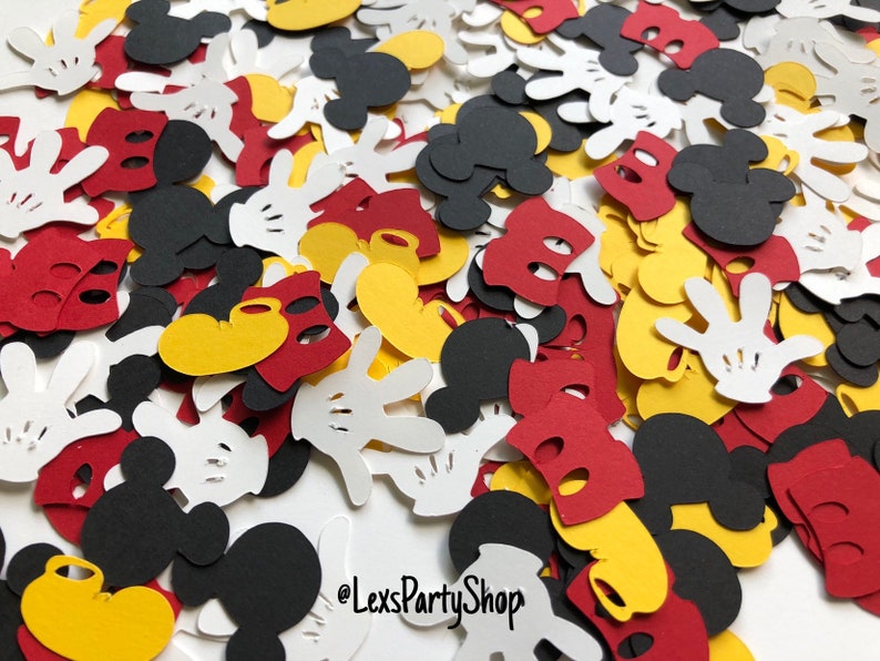 Mickey Mouse Confetti: 300 Disney Mickey Mouse Custom Confetti Pieces, Scrapbooking, Birthday, Table Decor image 4