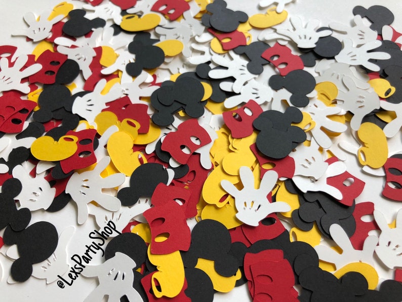 Mickey Mouse Confetti: 300 Disney Mickey Mouse Custom Confetti Pieces, Scrapbooking, Birthday, Table Decor image 2