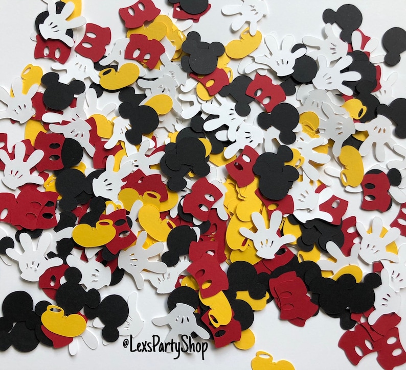 Mickey Mouse Confetti: 300 Disney Mickey Mouse Custom Confetti Pieces, Scrapbooking, Birthday, Table Decor image 8