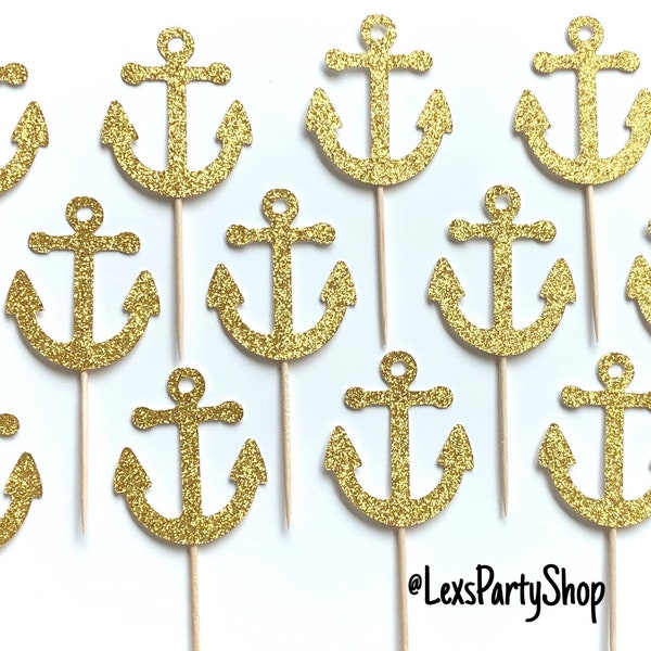 Ship Anchor Cupcake Toppers, Nautical Cupcake Toppers