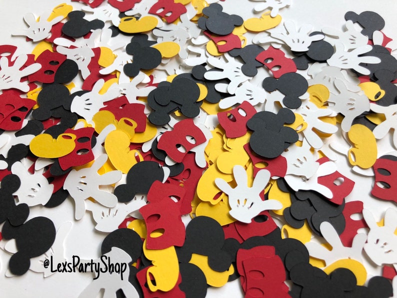 Mickey Mouse Confetti: 300 Disney Mickey Mouse Custom Confetti Pieces, Scrapbooking, Birthday, Table Decor image 3