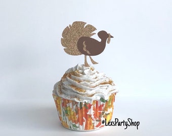 Thanksgiving Cupcake Toppers, Turkey Cupcake Toppers, Thanksgiving Food Picks,12 Toothpick Thanksgiving Toppers