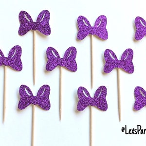 Minnie Mouse & Daisy Duck Bow Cupcake Toppers: Birthday Cupcake Toppers, First Birthday, Food Decorations