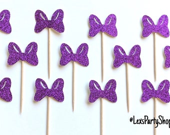 Minnie Mouse & Daisy Duck Bow Cupcake Toppers: Birthday Cupcake Toppers, First Birthday, Food Decorations