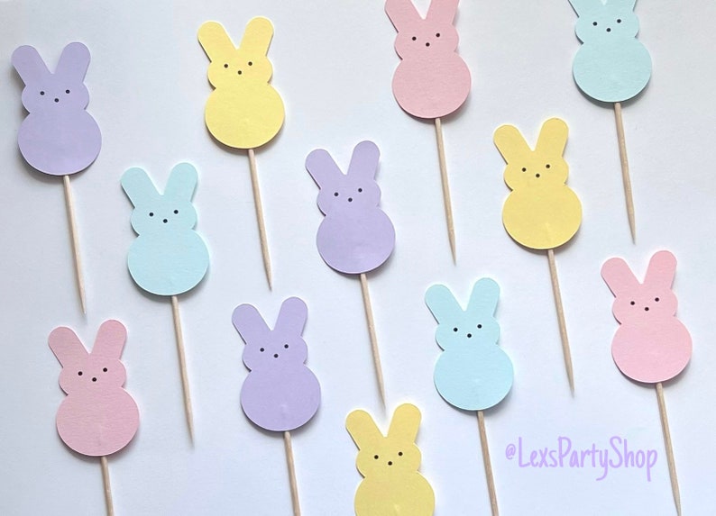 Peep Easter Bunny Cupcake Toppers, Easter cupcake picks, Easter cupcake Toppers image 5