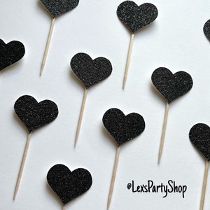 Heart Cupcake Toppers, Heart Food Picks, Bachelorette Cupcake Toppers Bild 8