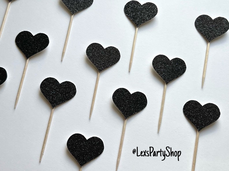 Heart Cupcake Toppers, Heart Food Picks, Bachelorette Cupcake Toppers Bild 8